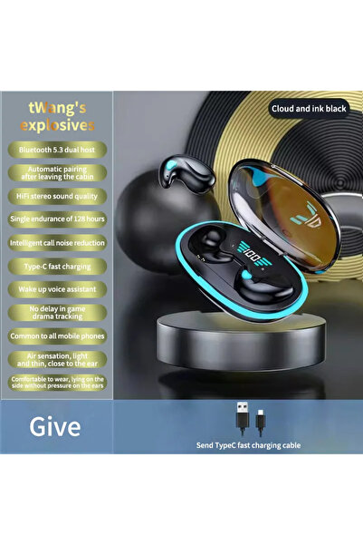 Choice سماعات أذن لاسلكية للنوم باللون الأسود للغاية TWS Bluetooth 5.3 سماعات أذن مخفية IPX5 مقاومة للماء Nois