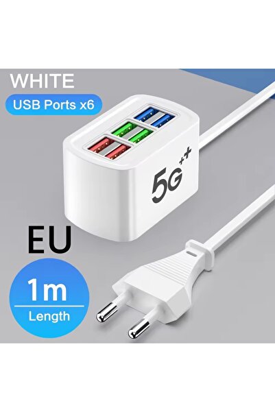 Choice شاحن USB من الاتحاد الأوروبي 6، شريط طاقة عالمي سريع الشحن، محول شاحن ...