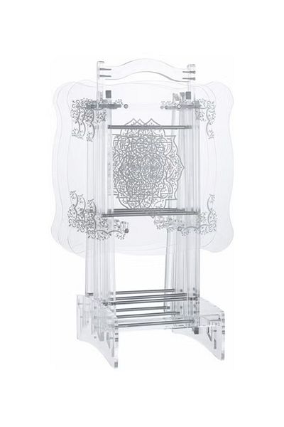 rexa 4-Piece Elegant Folding Table With Stand Silver/Clear 400x400x460mm