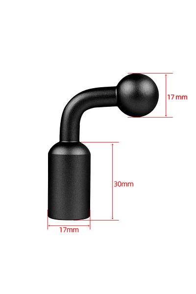 Choice Cycling 17mm Black 17mm Ball Head Adapter Double Socket Arm Clip Converter 1/4 Screw Hole for Gopro