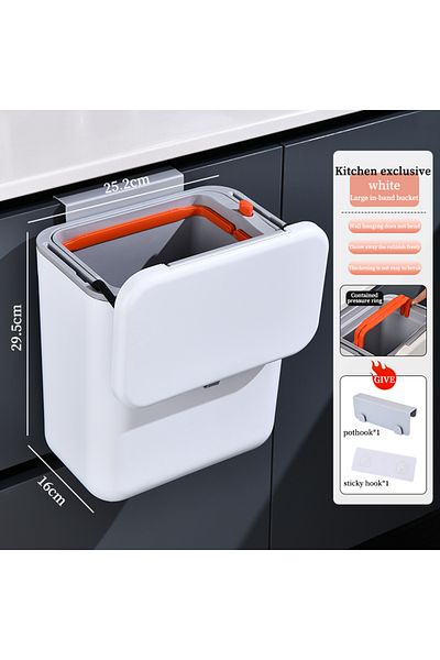 Choice 7L-Double-barrel Kitchen Hanging Garbage Bin, 9L/7L Wall Mounted Large Capacity Covered Kitchen Garb