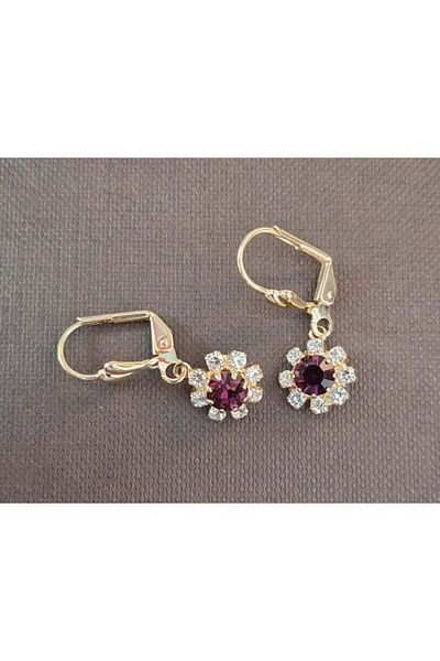 saratremo Cercei placati cu aur cu cristale zirconia mov Flora - 2.5 cm