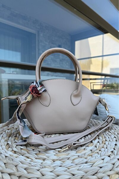 Melissa Boutique Women's Mink Soft Leather Scarf Detailed Long Strap Medium Size Hand Shoulder Bag (26X17X10 cm)