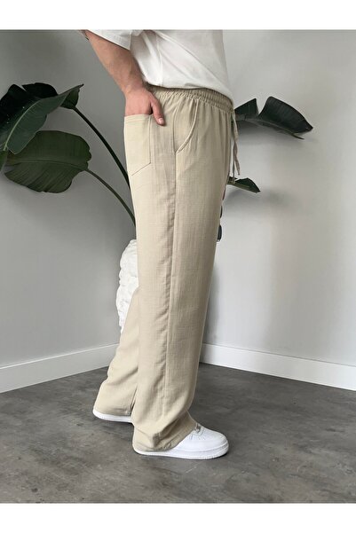 Deep sense Men's Muslin Fabric Summer Linen Trousers