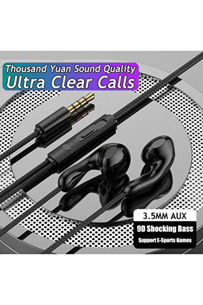 Choice سماعات أذن سلكية رياضية ستيريو 9DHIFI عالية الجهير مقاس 3.5 مم - أسود،...