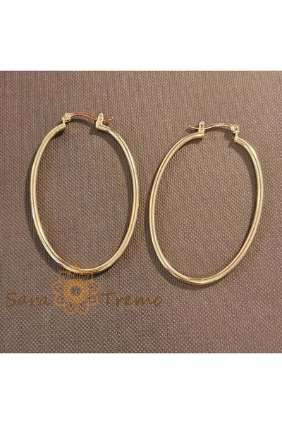 saratremo Oval Earrings Plated with Gold – 5 cm
