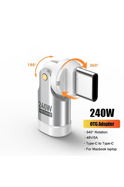 Choice محول USB C أبيض من AUFU محول USB C بقوة 240 واط وشحن سريع 5 أمبير، محول USBC ذكر إلى نوع C أنثى
