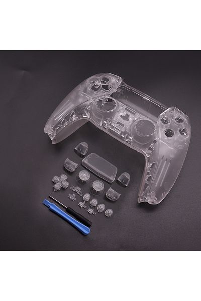 TingDong K Full Set Housing Shell with Buttons Touchpad Cover, Clear Custom Replacement Plates for PS5 Contr.