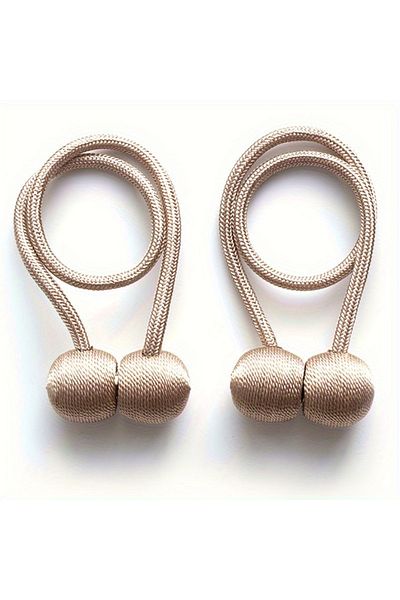 Choice Beige 2pcs Magnetic Curtain Tiebacks, Earphone Design Curtain Holdbacks,Bathroom Shower Curtain Acce
