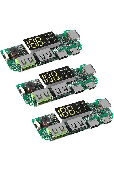 Choice 3pcs 3pcs Lithium Battery Charger Board LED Dual USB 5V 2.4A Micro/Type-C USB Mobile Power Bank 1865