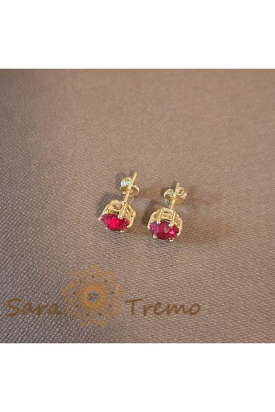 saratremo Earrings Plated with Deep Red Pearl Zirconia Crystal and Butterfly Clasp