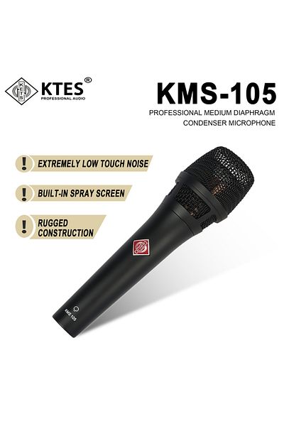 Choice black KMS105 Supercardioid Condenser Mic Professional Vocal Wired Microphone for Studio Recording, L