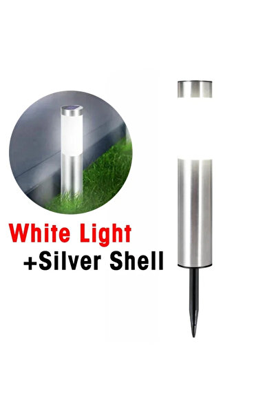 Choice أضواء خارجية تعمل بالطاقة الشمسية LED، مصابيح حديقة تعمل بالطاقة الشمسية، مصابيح حديقة LED، إضاءة الشوارع، ضوء أبيض (فضي)