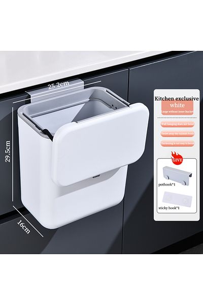 Choice 9L-Single-barrel Kitchen Hanging Garbage Bin, 9L/7L Wall Mounted Large Capacity Covered Kitchen Garb