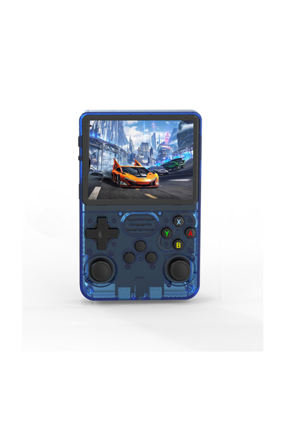 Choice وحدة تحكم ألعاب محمولة GAMINJA R36 زرقاء اللون، شاشة IPS 640x480، 3.5 بوصة، ذاكرة مدمجة 64 جيجابايت، ألعاب كلاسيكية