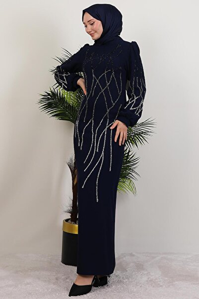 GİYZAMİLA Yase Stone Dress Navy Blue
