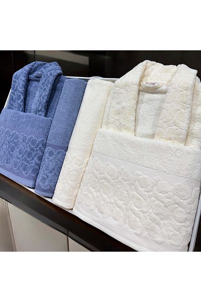 AYHANHOME Σετ μπουρνούζι Velvet Jacquard 6 τεμαχίων