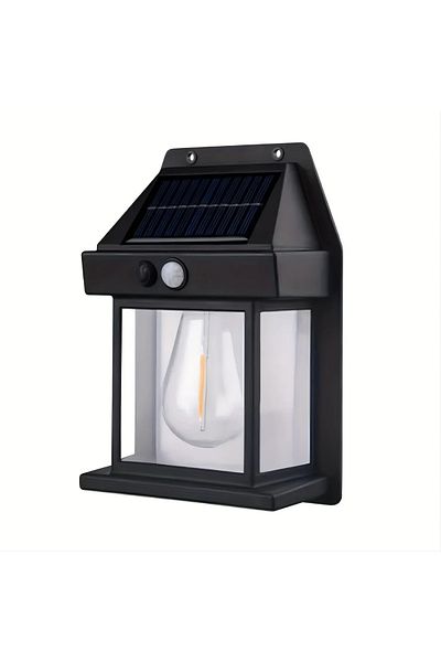 Choice black Outdoor Solar Wall Lamp Waterproof Intelligent Induction 3 Lighting Modes Tungsten Lamp House