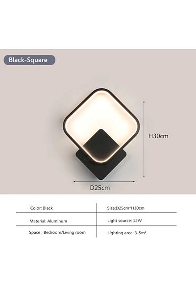 Choice Tri color dimming Square black Modern LED Wall Lamp Nordic Wall Light Tri color dimming Minimalist W