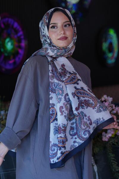 AFVENTE Μπεζ μαλακό βαμβακερό σάλι Paisley Pattern