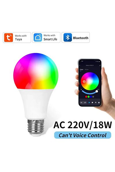GGBEE Yes 220V 18W E27 Smart Bulb Tuya Bluetooth LED Light Bulb 18W 15W 9W 220V RGB Lamp APP Control Timer