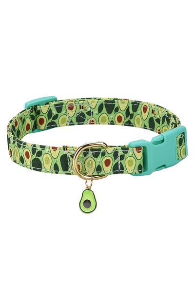 Choice M green CP602/611--fruit pattern Pet dog collar with Fruit metal pendant do for Cat Puppy Dog