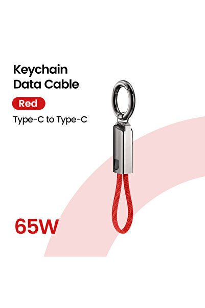 Choice سلسلة مفاتيح حمراء بدون خطاف، كابل بيانات USB من النوع C PD65W، كابل U...