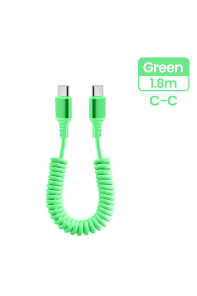 Choice كابل USB سريع الشحن من النوع C إلى C بقوة 66 وات، أخضر بطول 1.8 متر، م...