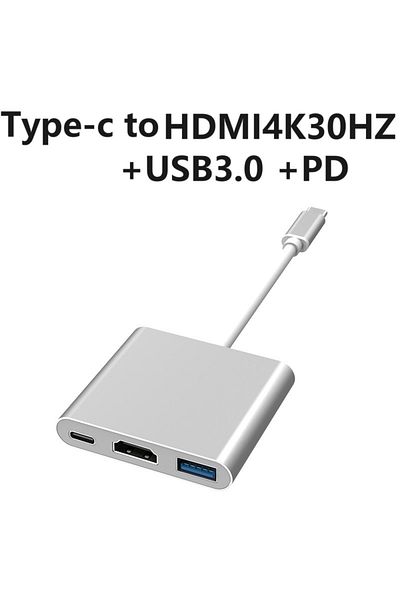 Choice Silver white cable 3 IN 1 USB C to HDMI-Compatible Adapter USB 3.1 Hub Type C Charging Converter for