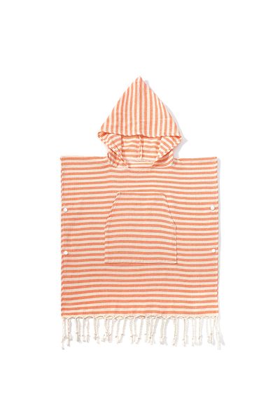 Choice 1pc orange 1pc Children's Wearable striped Bath Towel Children's Bathrobe With Hood For Absorbent Fo