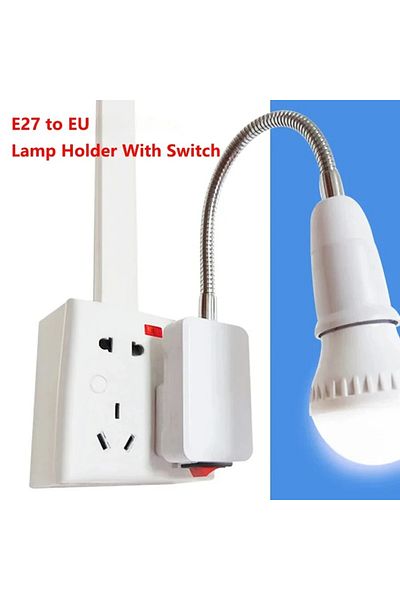Choice EU Plug 30cm EU Plug to E27 Lamp Holder Light Bulb Socket With Switch Flexible Lamp Base Conversion