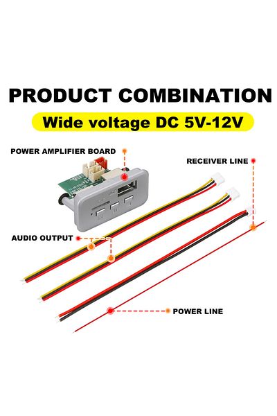 Choice Silver 12V Wireless Bluetooth 5.0 DIY MP3 WMA WAV Decoder Board Car Audio USB TF FM Radio Handsfree