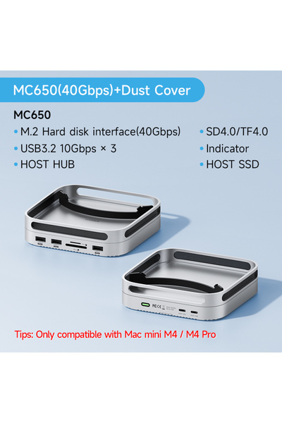 Choice MC650 and Dust cover Hagibis USB C Hub with M.2 SSD Enclosure Type-C Docking Station for Mac mini M4