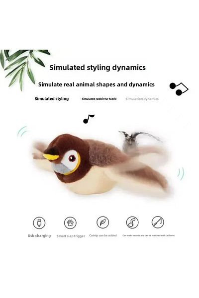Choice Sparrow Hot Cat Interactive Toys Catnip Electric Pat Bird (with Catnip) Dog Cats Touch-Activated Squ