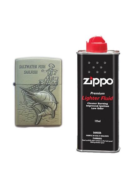 dalimag Metal Lighter, 3D Relief, Liquid 125 ml, Fishing P3 Model, Gas, Green