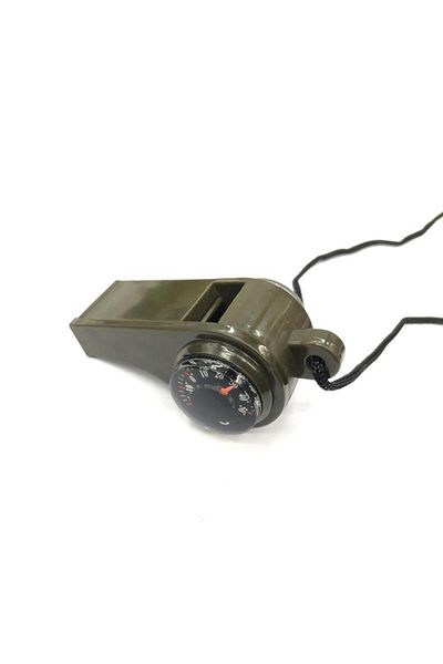 Choice Dark Green 3 in 1 Emergency Survival Whistle Compass Thermometer Referee Cheerleading Whistle Sporti