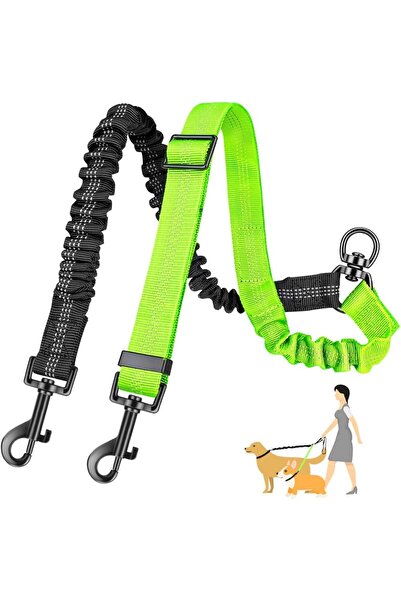 Choice ملحق مزدوج لسلسلة الكلاب بطول 1.6 قدم باللون الأخضر الفاتح - سلسلة مزدوجة لتدريب الكلاب الصغيرة والكبيرة -