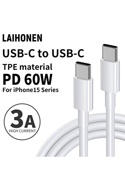 Choice 2 متر، 6.6 قدم، عبوة واحدة، كابل USB C إلى USB C أبيض، عبوة واحدة، كاب...