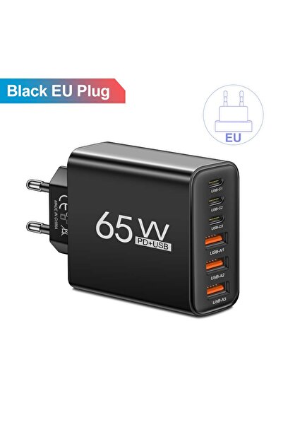 Choice شاحن AR-883 EU أسود إجمالي 65 وات USB C متعدد المنافذ من النوع C PD شح...