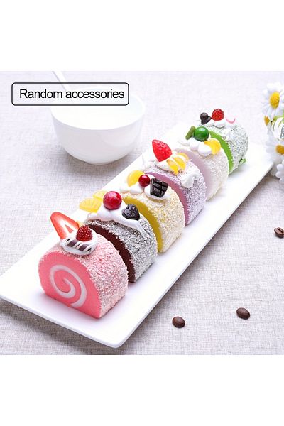 Choice 6pcs 6PCS Simulation Cake Food Model Fake Cake Dessert Artificial Faux Swiss Rolls Home Kitchen Deco