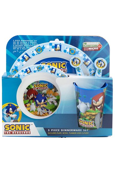 Sonic 5-piece dinnerware set, plastic, BPA-free, multicolor, microwaveable,