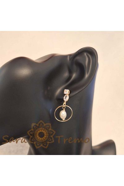saratremo Elegant Earrings for Stylish Women, with Pearl and Zirconia Crystals