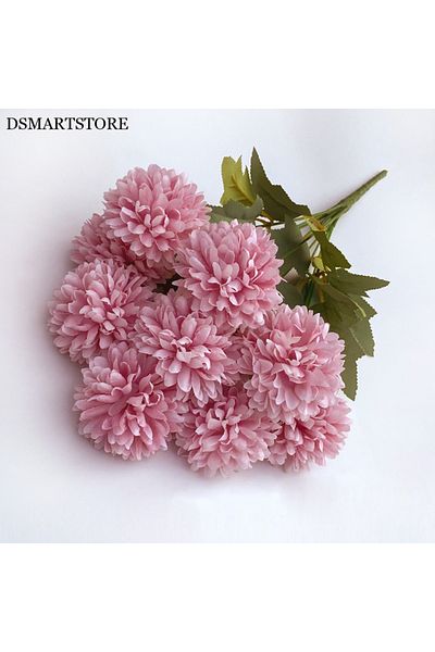 Choice Purple 9 Heads Artificial Flowers Ball chrysanthemum Hydrangea Home decor Green Plant Bouquet Bridal