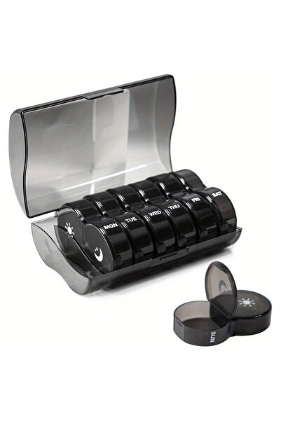 Choice منظم حبوب منع الحمل الأسود مرتين يوميًا أسبوعيًا، صندوق حبوب سفر كبير،...