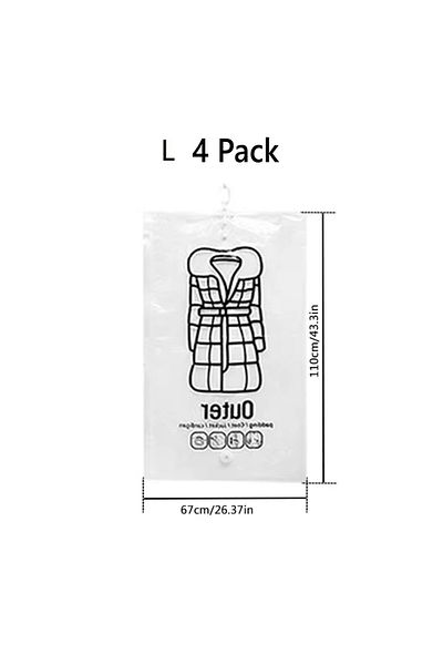 Choice 4 Pack L Hanging Vacuum Storage Bags for Coats Closet Organizer Vacuum Sealer Bags,for Garment, Clot
