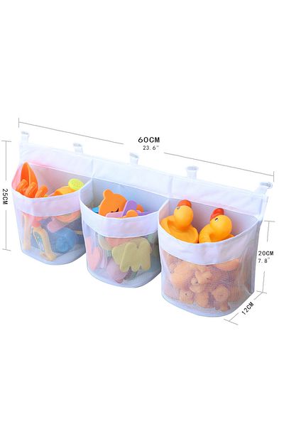 Choice white Bathroom Kids Toy Storage Bag - Multi-Compartment Wall Hanging Organizer with Drainage Holes,
