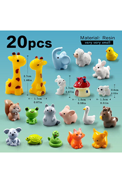 Choice 20 قطعة من الحيوانات الصغيرة - F 20 قطعة من الزرافة والإوزة والفيل وال...
