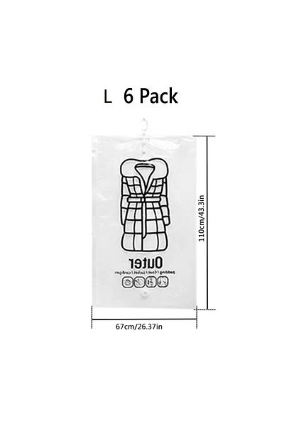 Choice 6 Pack L Hanging Vacuum Storage Bags for Coats Closet Organizer Vacuum Sealer Bags,for Garment, Clot
