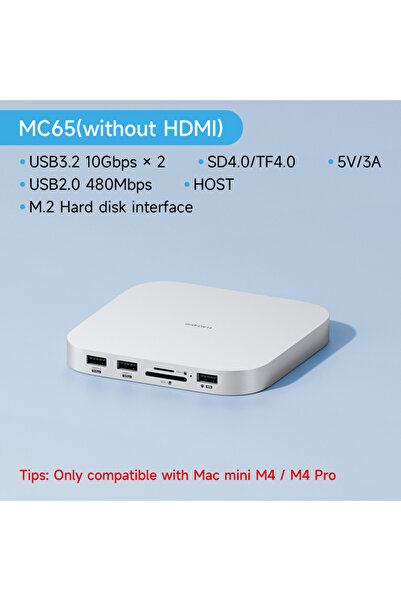 Choice MC65 Hagibis USB C Hub with M.2 SSD Enclosure Type-C Docking Station for Mac mini M4/M4 Pro 4K 60Hz