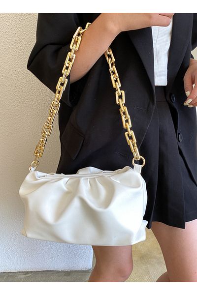 ETG Women's Clutch Purse Bag Fashion Pleated Chain Messenger Bag, One Shoulder Underarm Cloud Bag